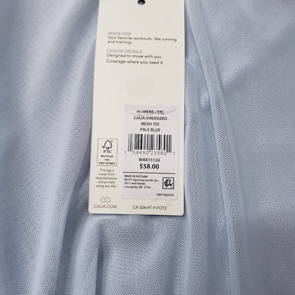 Calia Women's Oversized MEsh Tee in Pale Blue NWT - Picture 9 of 10
